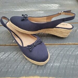Life Stride‎ Keepsake Women's Espadrille Sandals 8.5W Navy Adjustable Heels New